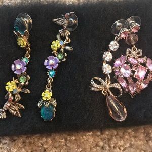 2 Pair Betsy Johnson Earrings